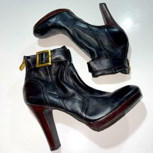 Tory Burch Black Leather High Heel Booties